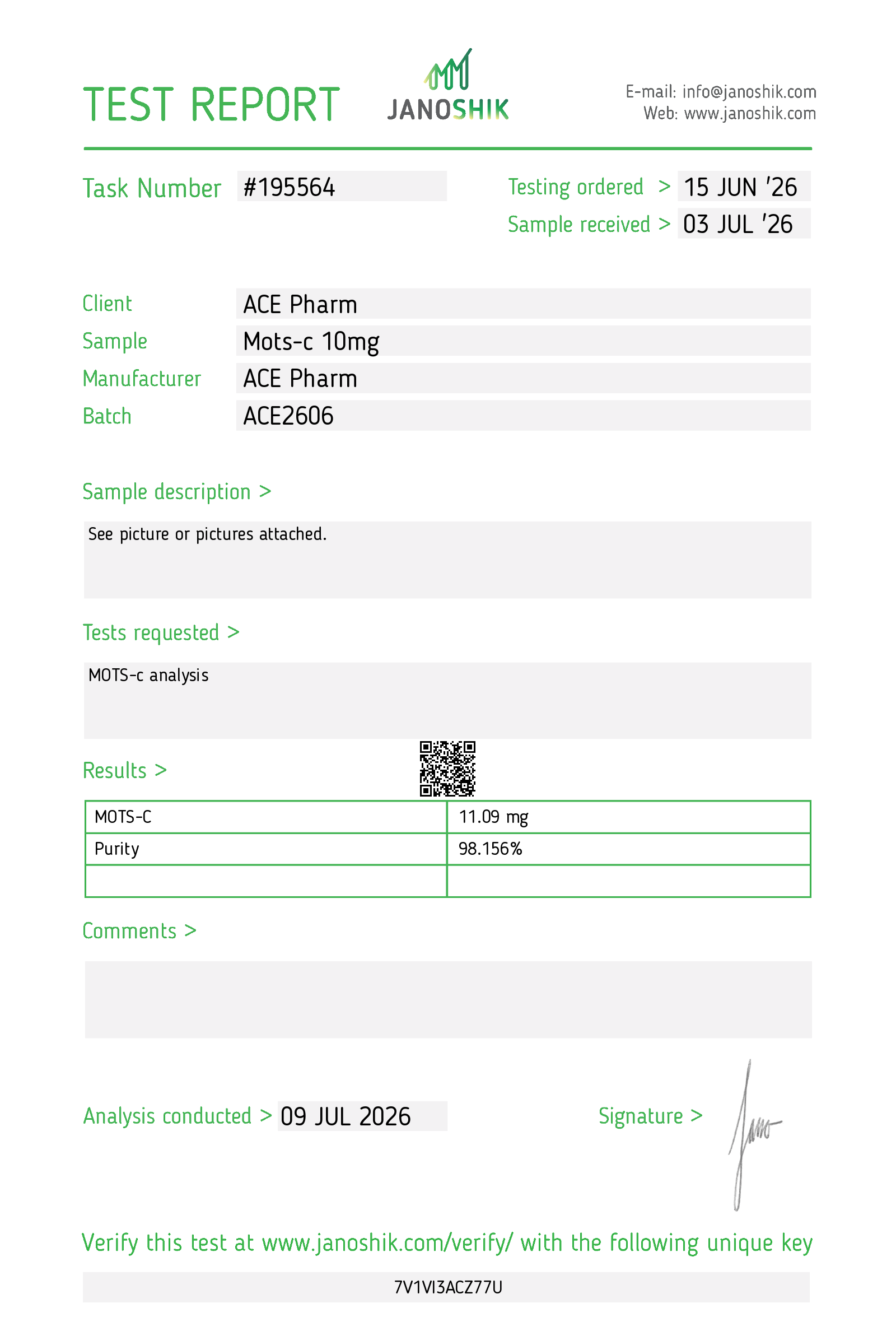 Mots-C test report